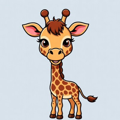 Cute cartoon baby giraffe