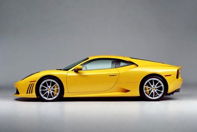 Yellow Ferrari 458 Italia side view