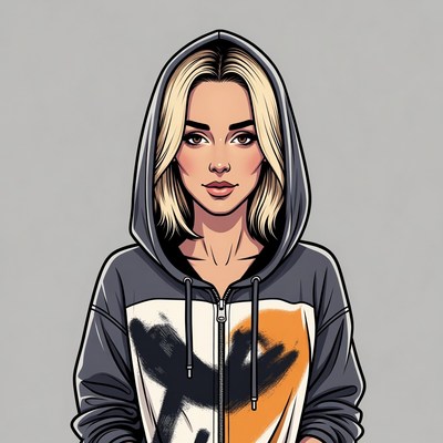 Blonde woman in hoodie