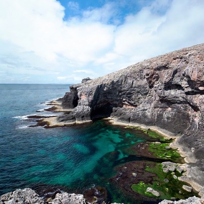 Cliff Sea Cave with Turquoise Water
