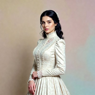 Woman in Victorian lace dress