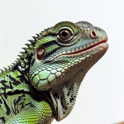 Green iguana close-up portrait