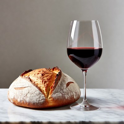 Bread and Red Wine Glass