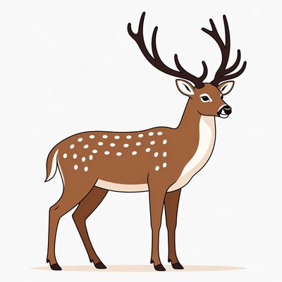 Cartoon Sika Deer Standing