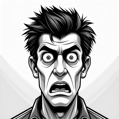 Cartoon man with shocked expression