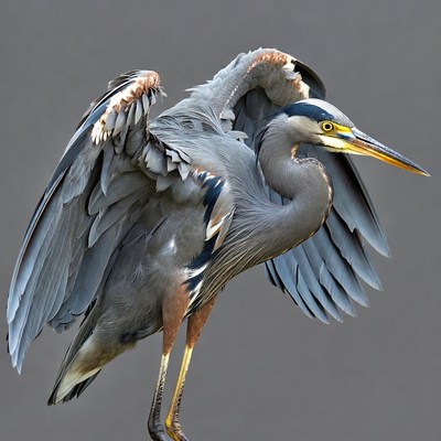 Great Blue Heron with Wings Spread