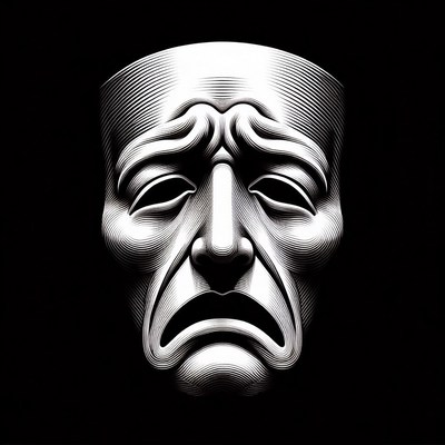 Sad Theater Mask Illustration