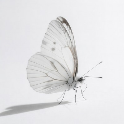 White butterfly on white background