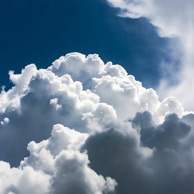Fluffy Cumulus Clouds in Blue Sky