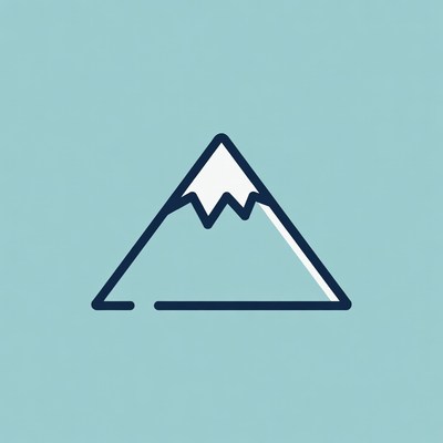 Mountain icon on blue background