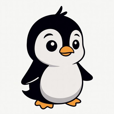 Cute cartoon baby penguin