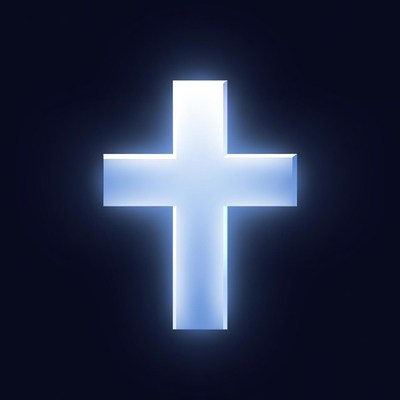 Glowing White Cross on Black
