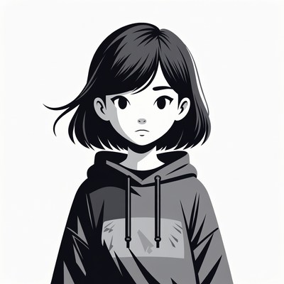 Anime girl in hoodie