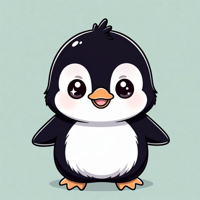 Cute chibi penguin illustration