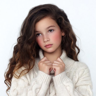 Girl in white turtleneck sweater