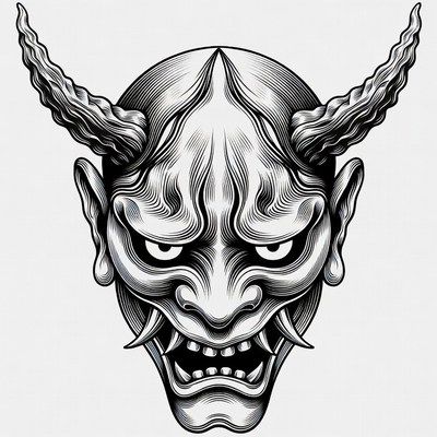 Oni Demon Mask Illustration