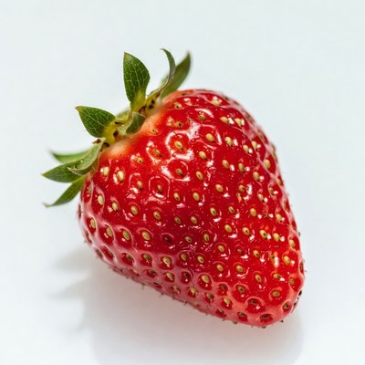 Fresh strawberry with green leaves