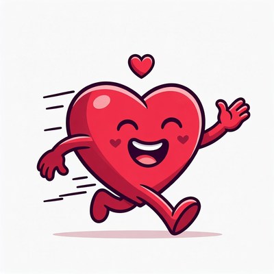 Cartoon Red Heart Running Happily