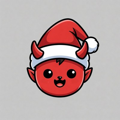 Cute Chibi Devil Wearing Santa Hat
