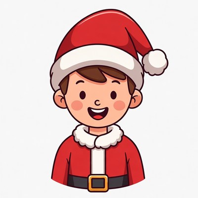 Boy in Santa Claus costume smiling