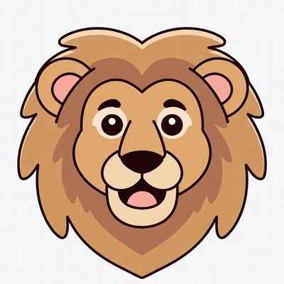 Cartoon Lion Face Smiling