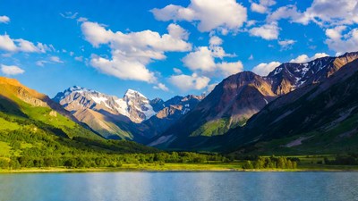 Snowy Mountains Reflecting in Lake