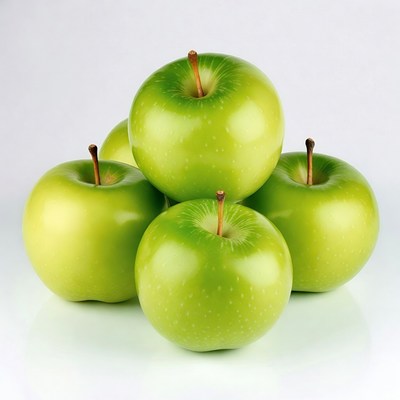 Fresh green apples stacked