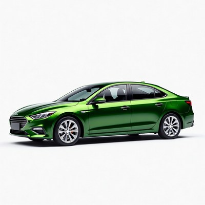 Green Hyundai Sedan on White Background