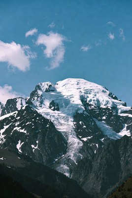 Snowy Mountain Peak Under Blue Sky