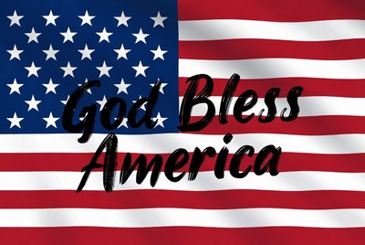 God Bless America on US Flag