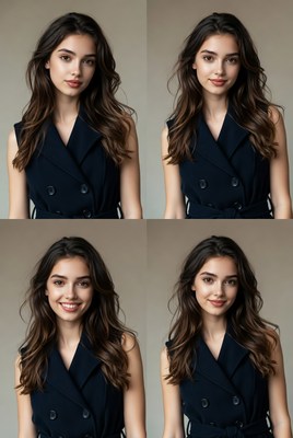 Smiling woman in black blazer portraits