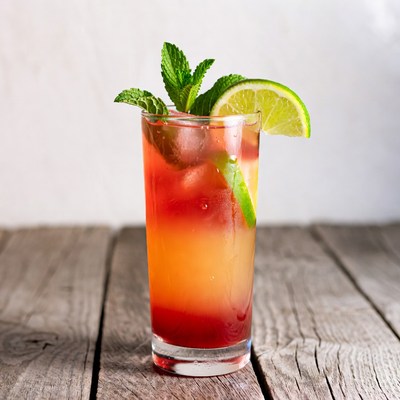 Layered Mojito Cocktail with Lime and Mint