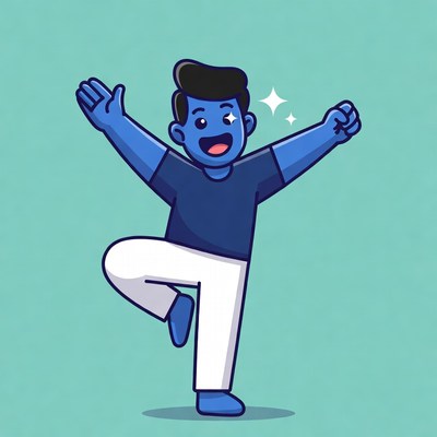 Cartoon man dancing excitedly