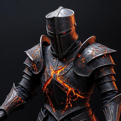 Dark Knight in Fiery Armor