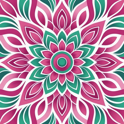 Pink Green Mandala Flower Design
