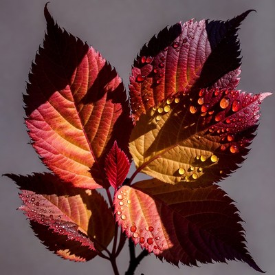 Autumn Leaves with Water Droplets