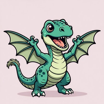 Cute green baby dragon illustration