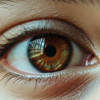 Close-up brown eye with eyelashes