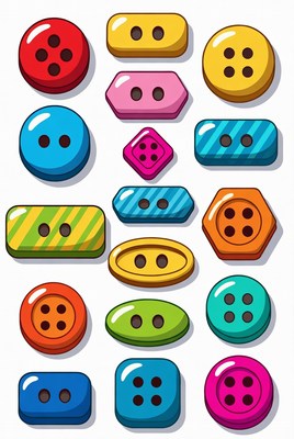 Colorful Cartoon Buttons Collection