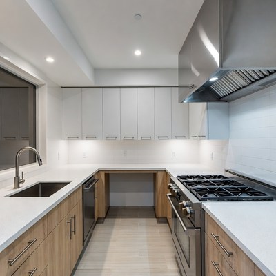 Modern White Kitchen with Island