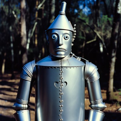 Tin Man standing in forest