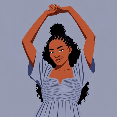 African-American woman raising arms