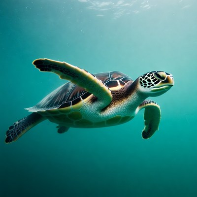 Sea Turtle Swimming Underwater