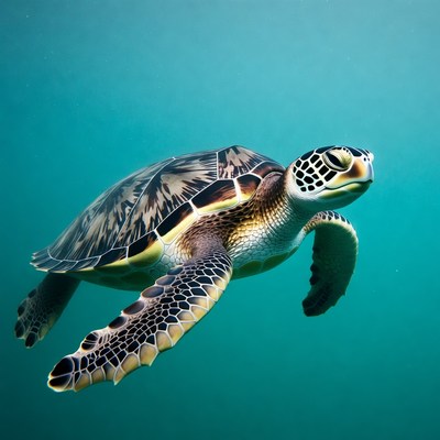 Sea turtle swimming underwater