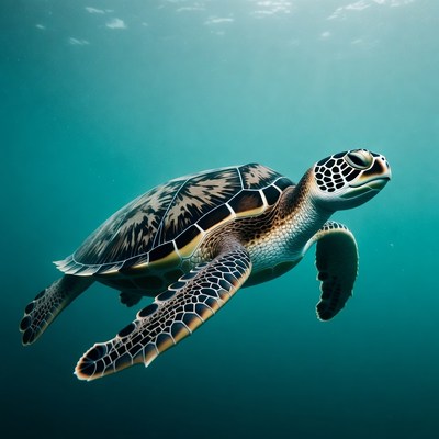 Sea Turtle Swimming Underwater