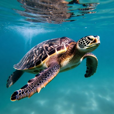 Sea Turtle Swimming Underwater
