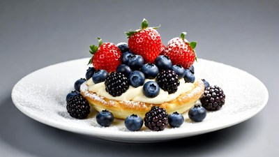 Strawberry Blueberry Tart on Plate