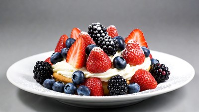 Strawberries and Blueberries on Whipped Cream Tart
