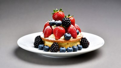 Strawberry Blueberry Cake on Plate