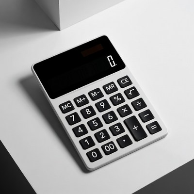 White calculator on table